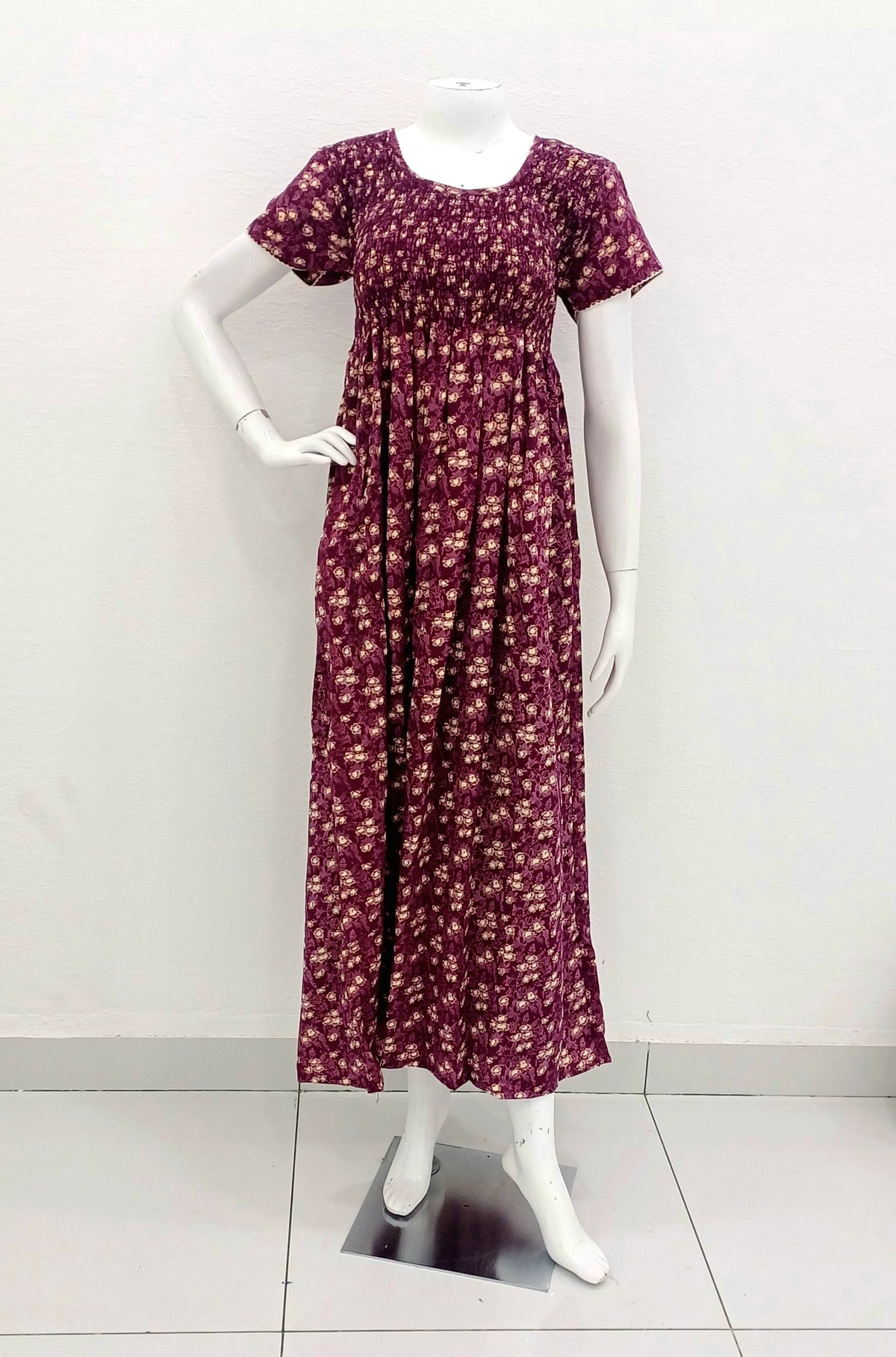 Crush Smocking Nighties for Stylish Women | Soft wrinkled texture Smocking Model | Rounded neck with Side Pocket | Daily wear Nighties for trendy women (PPL)