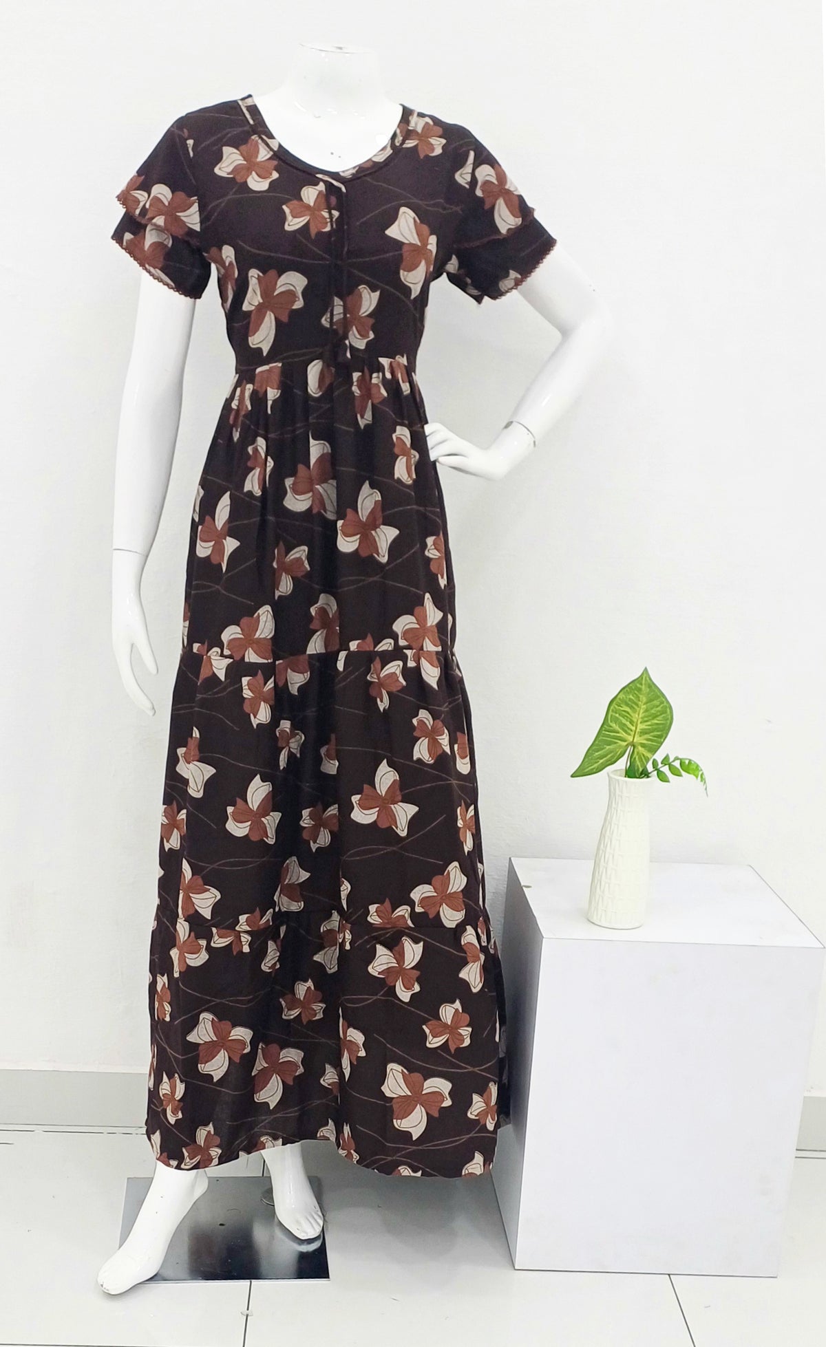 Stylish new FULL FROCK Model Nighties| Fancy Sleeves & Neck Pattern| Side Pocket with Back Tie Rope | Perfect Nightwear Trendy Women's (FRK)