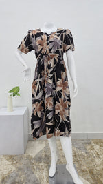 Rayon Colourful Foil Printing Gathering Frock Model Nighties | Side Pocket and Gathering Front Rope | Fancy Sleeve & Maxi Frock Nightwear for Stylish Women's (FGF)