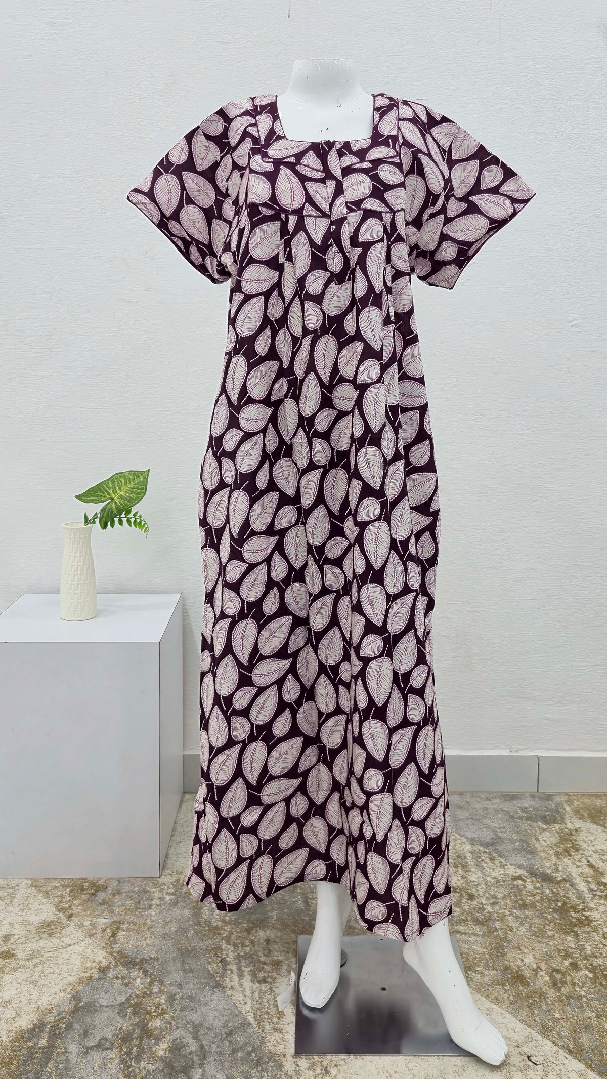 MANGAI Premium Cotton Printed Pleated Model Half Sleeve 3XL Size Nighties - Fancy Neck | With Side Pocket |Shrinkage Free Nighties | Trendy Collection's for Stylish Women's (3XL-SBS)
