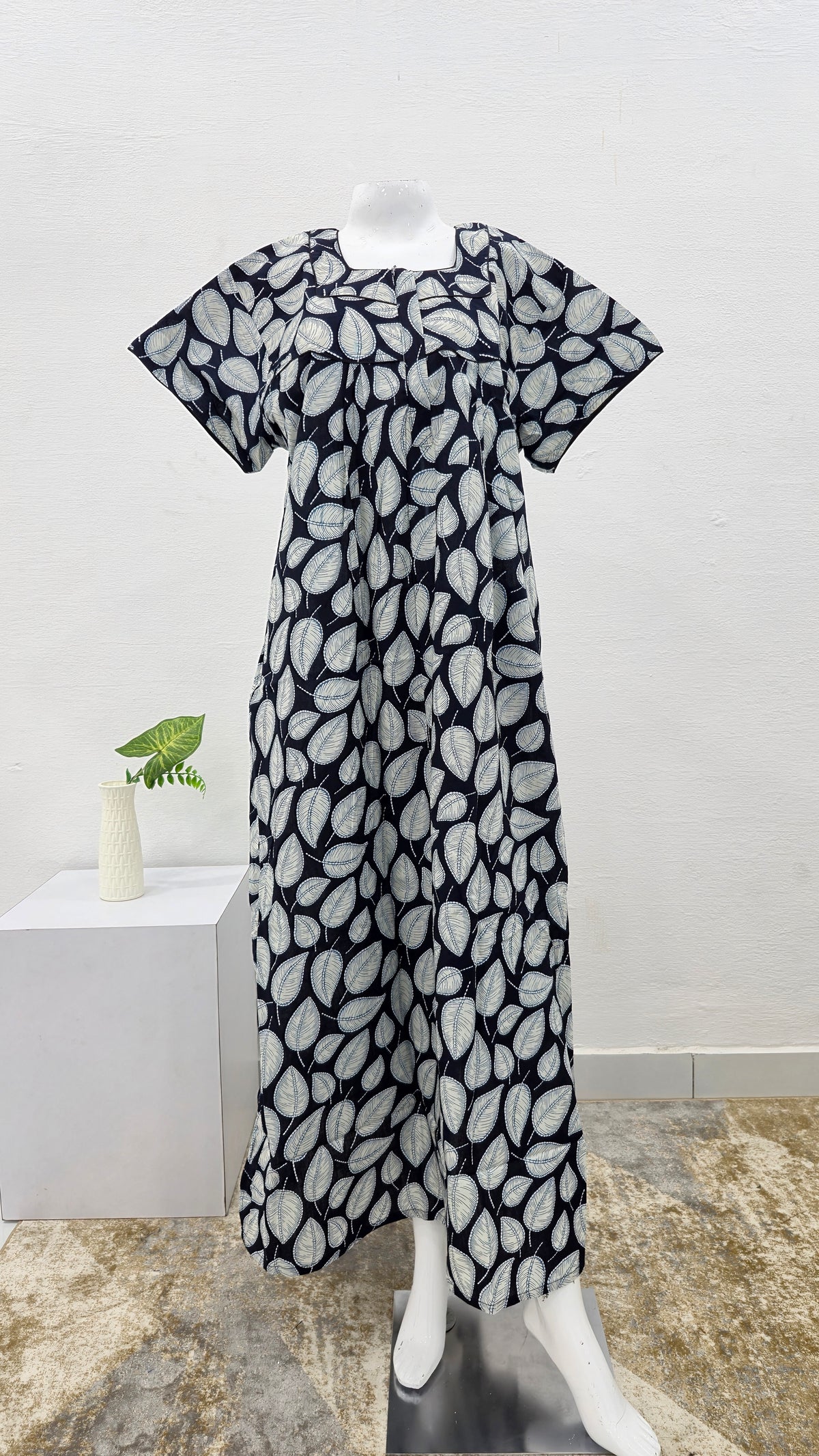 MANGAI Premium Cotton Printed Pleated Model Half Sleeve 3XL Size Nighties - Fancy Neck | With Side Pocket |Shrinkage Free Nighties | Trendy Collection's for Stylish Women's (3XL-SBS)
