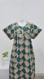 Regular Fit Cotton Printed Pleated Nighties