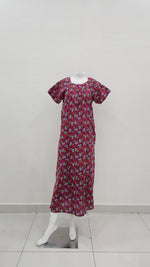 MANGAI Daily Wear Casual Comfort Fit Cotton Printed Nighties | Zipper Model with Slit Open | New Arrival's your Perfect Nightwear Companion (DRN)