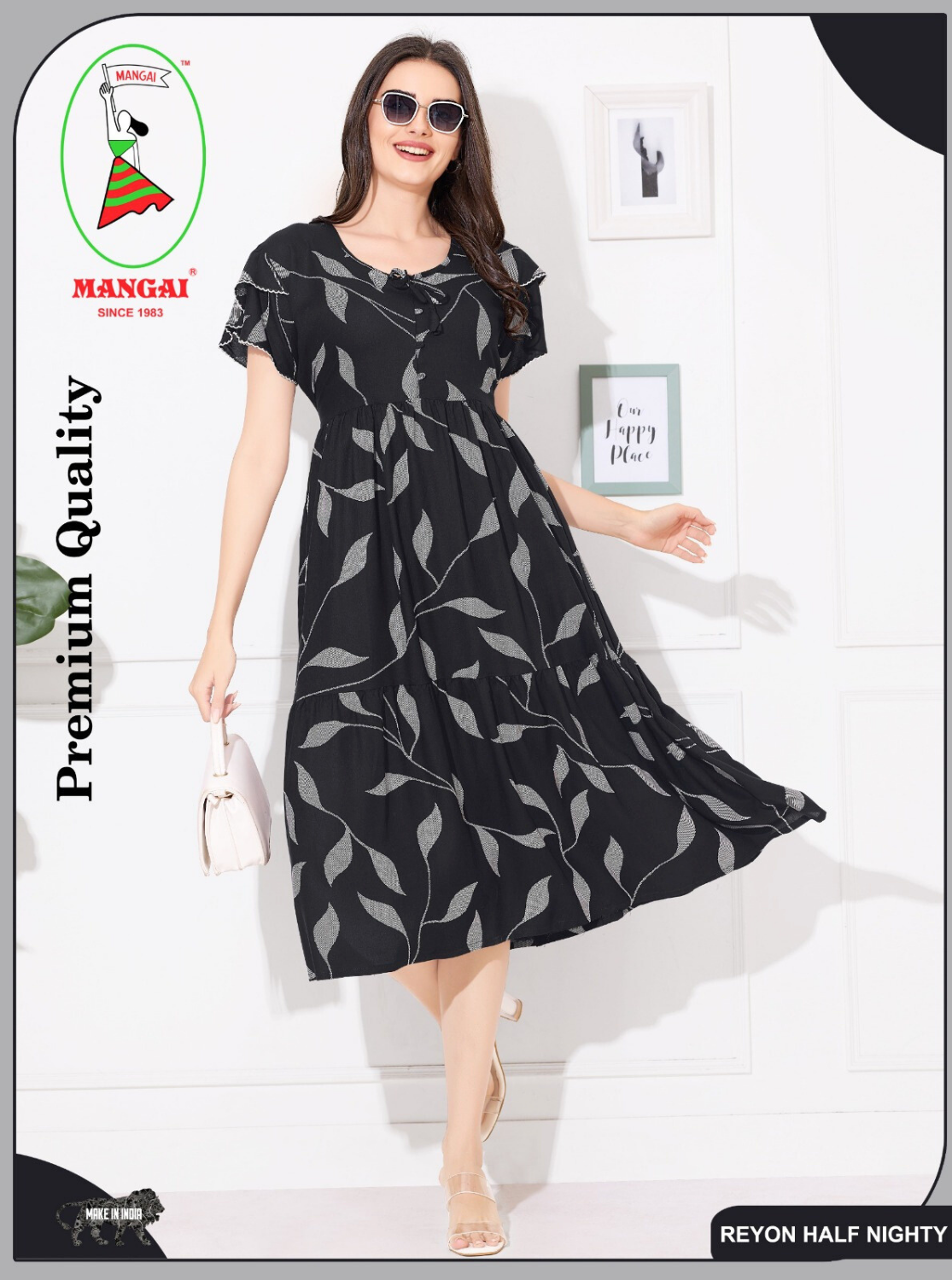 Rayon MAXI FROCK Model Nighties | Fancy Petal Sleeve | Fancy Neck & Side Pocket | Pleated Frock MAXI Style | Trendy Collection's for Stylish Women & Teenage Girl (FSF)