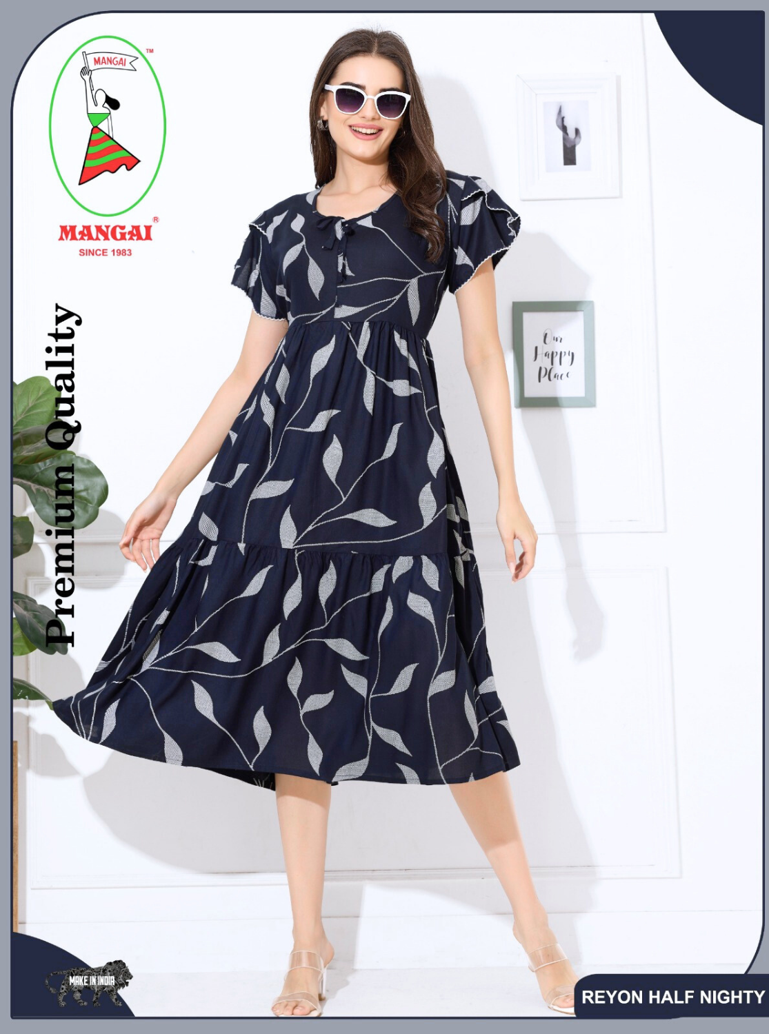 Rayon MAXI FROCK Model Nighties | Fancy Petal Sleeve | Fancy Neck & Side Pocket | Pleated Frock MAXI Style | Trendy Collection's for Stylish Women & Teenage Girl (FSF)