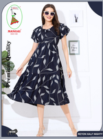 Rayon MAXI FROCK Model Nighties | Fancy Petal Sleeve | Fancy Neck & Side Pocket | Pleated Frock MAXI Style | Trendy Collection's for Stylish Women & Teenage Girl (FSF)