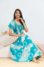 MANGAI RAYON Smocking Nighty | Beautiful Pleated Design | Side Pocket | Stylish Nighty for Trendy Women's | Your Perfect Nightwear Collection's (SRN)