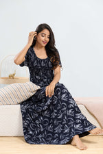 MANGAI RAYON Smocking Nighty | Beautiful Pleated Design | Side Pocket | Stylish Nighty for Trendy Women's | Your Perfect Nightwear Collection's (SRN)