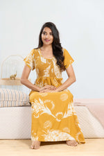 MANGAI RAYON Smocking Nighty | Beautiful Pleated Design | Side Pocket | Stylish Nighty for Trendy Women's | Your Perfect Nightwear Collection's (SRN)