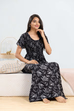 MANGAI RAYON Smocking Nighty | Beautiful Pleated Design | Side Pocket | Stylish Nighty for Trendy Women's | Your Perfect Nightwear Collection's (SRN)