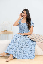 MANGAI RAYON Smocking Nighty | Beautiful Pleated Design | Side Pocket | Stylish Nighty for Trendy Women's | Your Perfect Nightwear Collection's (SRN)