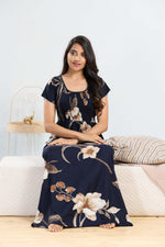 MANGAI RAYON Smocking Nighty | Beautiful Pleated Design | Side Pocket | Stylish Nighty for Trendy Women's | Your Perfect Nightwear Collection's (SRN)