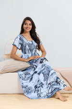 MANGAI RAYON Smocking Nighty | Beautiful Pleated Design | Side Pocket | Stylish Nighty for Trendy Women's | Your Perfect Nightwear Collection's (SRN)