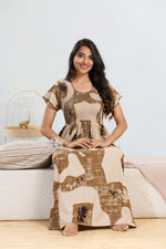 MANGAI RAYON Smocking Nighty | Beautiful Pleated Design | Side Pocket | Stylish Nighty for Trendy Women's | Your Perfect Nightwear Collection's (SRN)