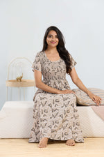 MANGAI RAYON Smocking Nighty | Beautiful Pleated Design | Side Pocket | Stylish Nighty for Trendy Women's | Your Perfect Nightwear Collection's (SRN)