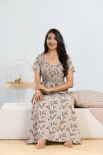 MANGAI RAYON Smocking Nighty | Beautiful Pleated Design | Side Pocket | Stylish Nighty for Trendy Women's | Your Perfect Nightwear Collection's (SRN)