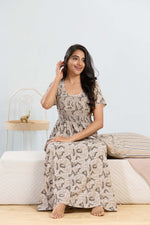 MANGAI RAYON Smocking Nighty | Beautiful Pleated Design | Side Pocket | Stylish Nighty for Trendy Women's | Your Perfect Nightwear Collection's (SRN)