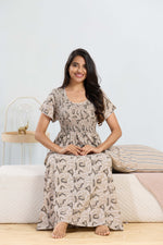 MANGAI RAYON Smocking Nighty | Beautiful Pleated Design | Side Pocket | Stylish Nighty for Trendy Women's | Your Perfect Nightwear Collection's (SRN)