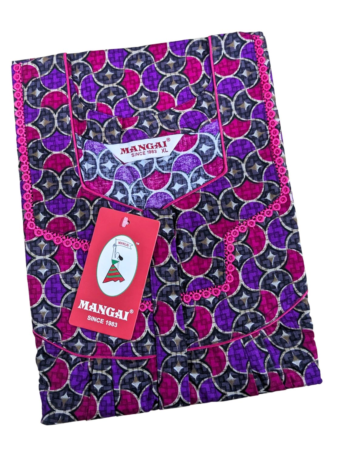 MANGAI Cotton Printed Feeding Nighties | Soft Cotton | Above Knee Length Covered | Front Open Zipper| Vertical Feeding Zipper | Feeding Nighties