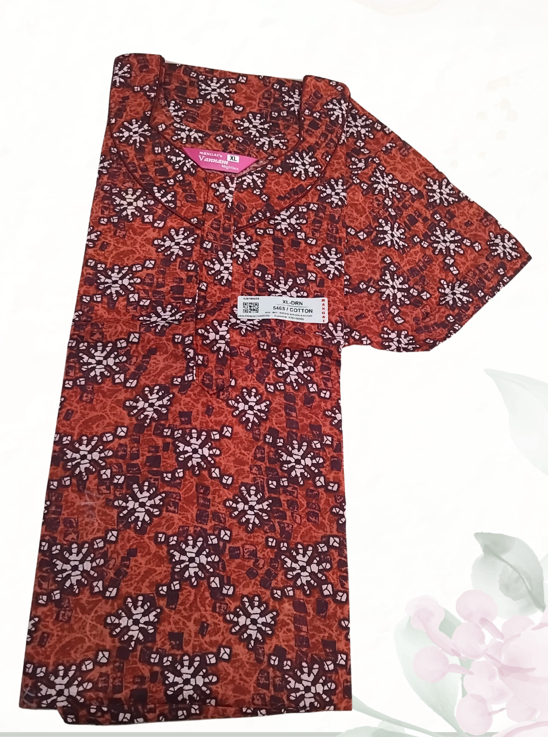 MANGAI Daily Wear Casual Comfort Fit Cotton Printed Nighties | Front Open Zipper Model |Summer Arrival's for Trendy Women's (DRN)