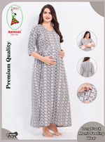 Soft Rayon4-IN-ONE Mom's Feeding & Casual Wear| Pre & Post Maternity Wear | Fancy Long Frock | Best Choice for Pregnancy Women (FIO-F)