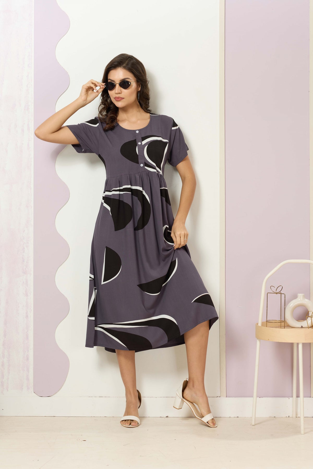 Rayon MAXI FROCK Model Nighties | Round Neck & Side Pocket | Pleated Frock MAXI Style | Trendy Collection's for Stylish Women & Teenage Girl (FRH)