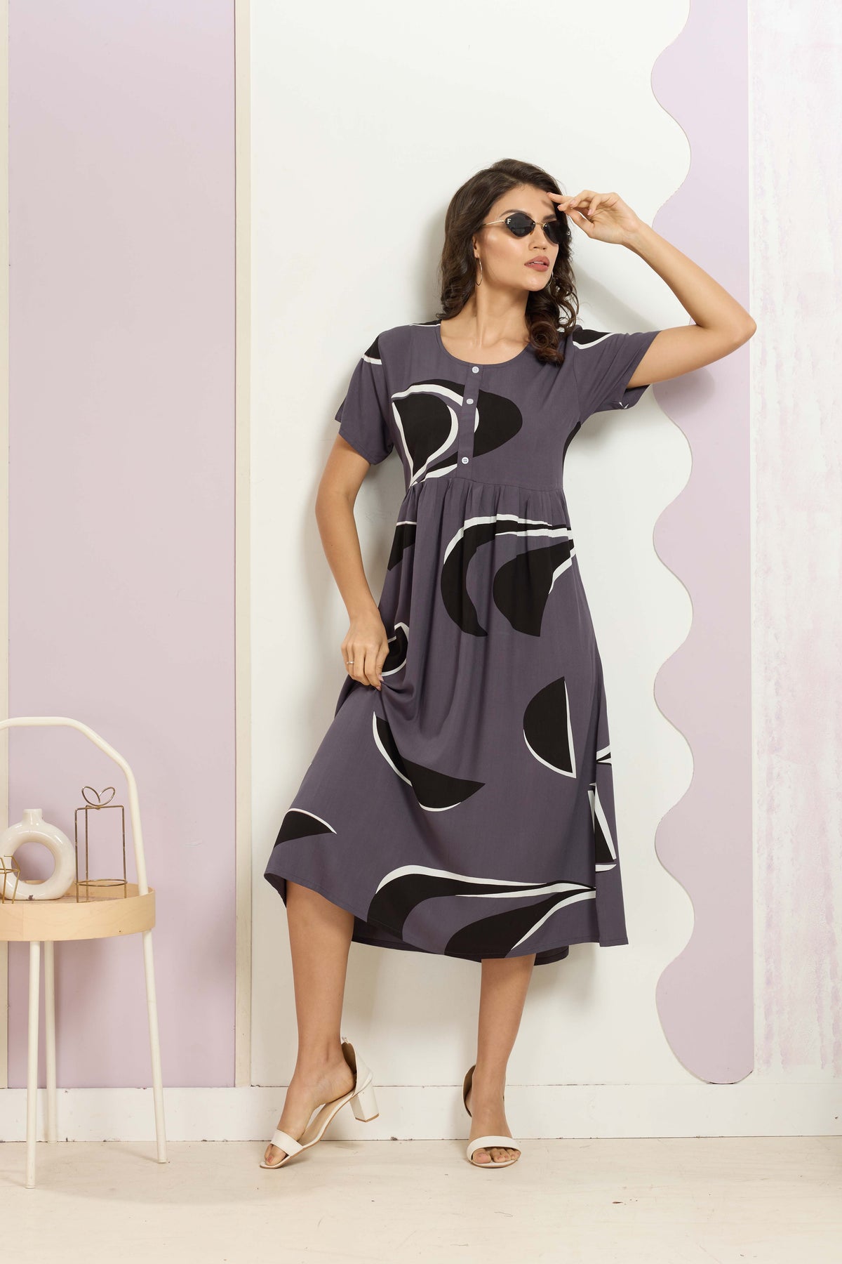 Rayon MAXI FROCK Model Nighties | Round Neck & Side Pocket | Pleated Frock MAXI Style | Trendy Collection's for Stylish Women & Teenage Girl (FRH)