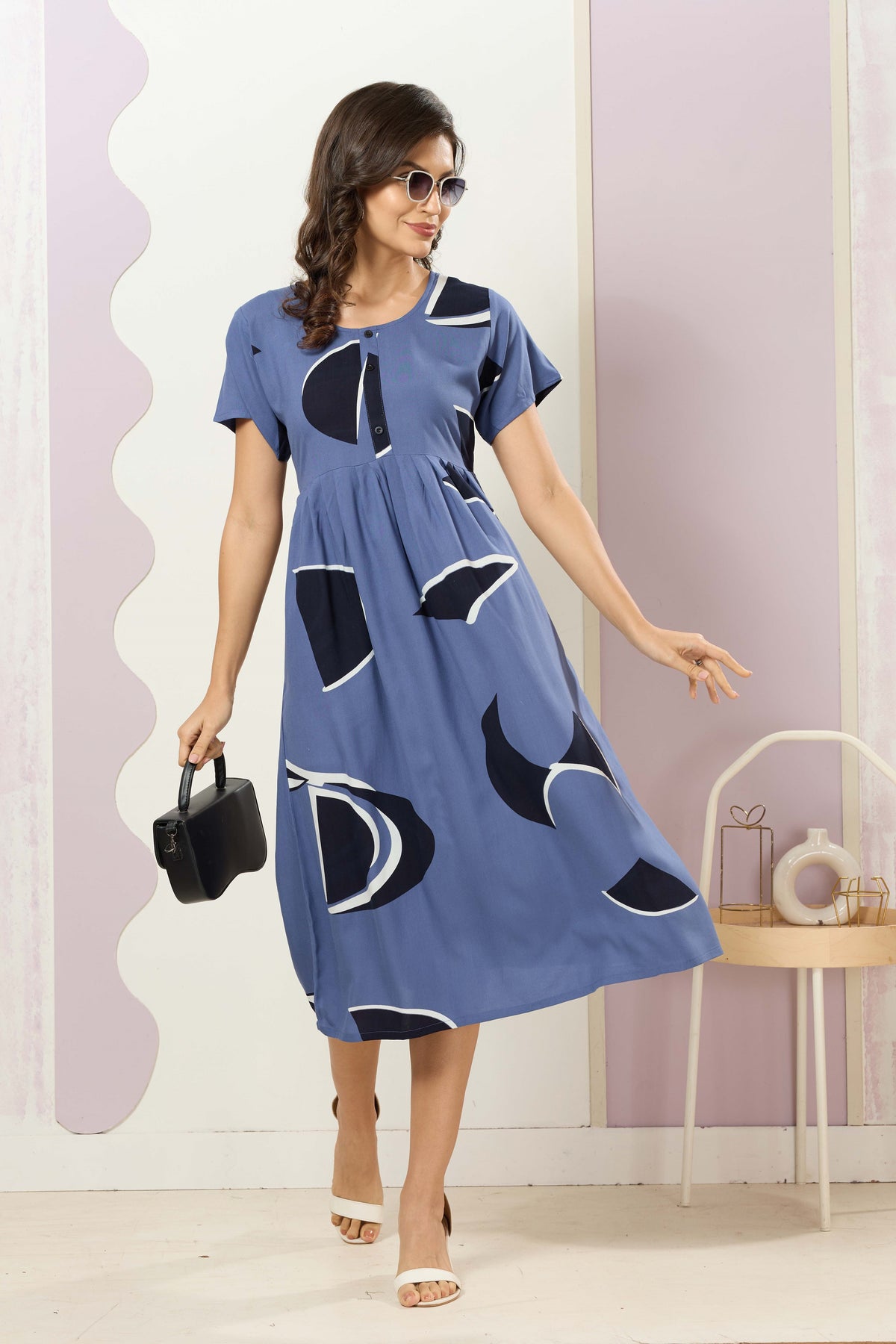 Rayon MAXI FROCK Model Nighties | Round Neck & Side Pocket | Pleated Frock MAXI Style | Trendy Collection's for Stylish Women & Teenage Girl (FRH)