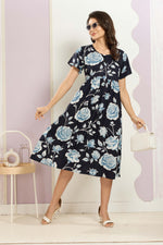 Rayon MAXI FROCK Model Nighties | Round Neck & Side Pocket | Pleated Frock MAXI Style | Trendy Collection's for Stylish Women & Teenage Girl (FRH)