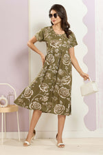 Rayon MAXI FROCK Model Nighties | Round Neck & Side Pocket | Pleated Frock MAXI Style | Trendy Collection's for Stylish Women & Teenage Girl (FRH)