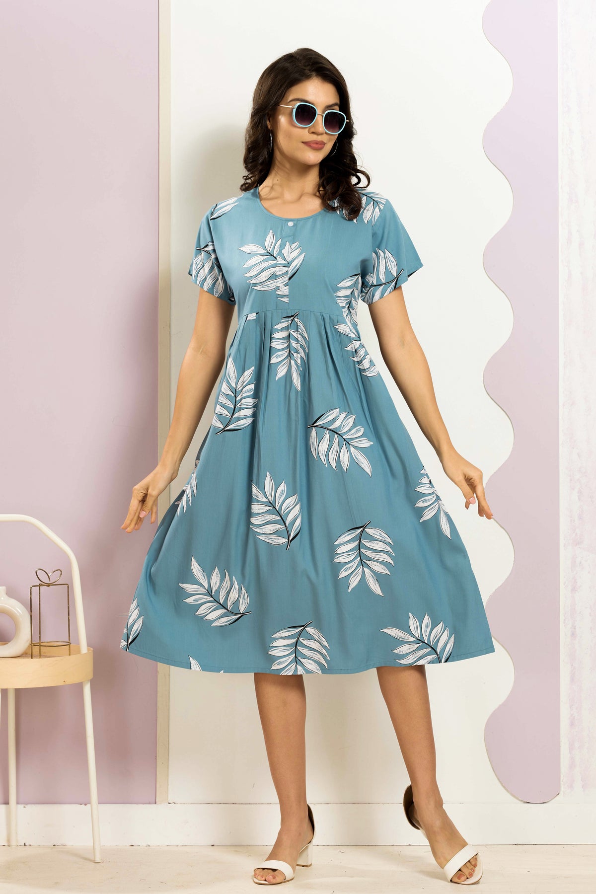 Rayon MAXI FROCK Model Nighties | Round Neck & Side Pocket | Pleated Frock MAXI Style | Trendy Collection's for Stylish Women & Teenage Girl (FRH)