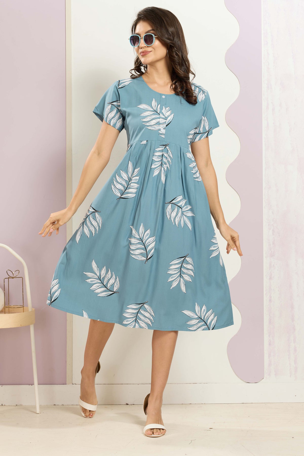 Rayon MAXI FROCK Model Nighties | Round Neck & Side Pocket | Pleated Frock MAXI Style | Trendy Collection's for Stylish Women & Teenage Girl (FRH)