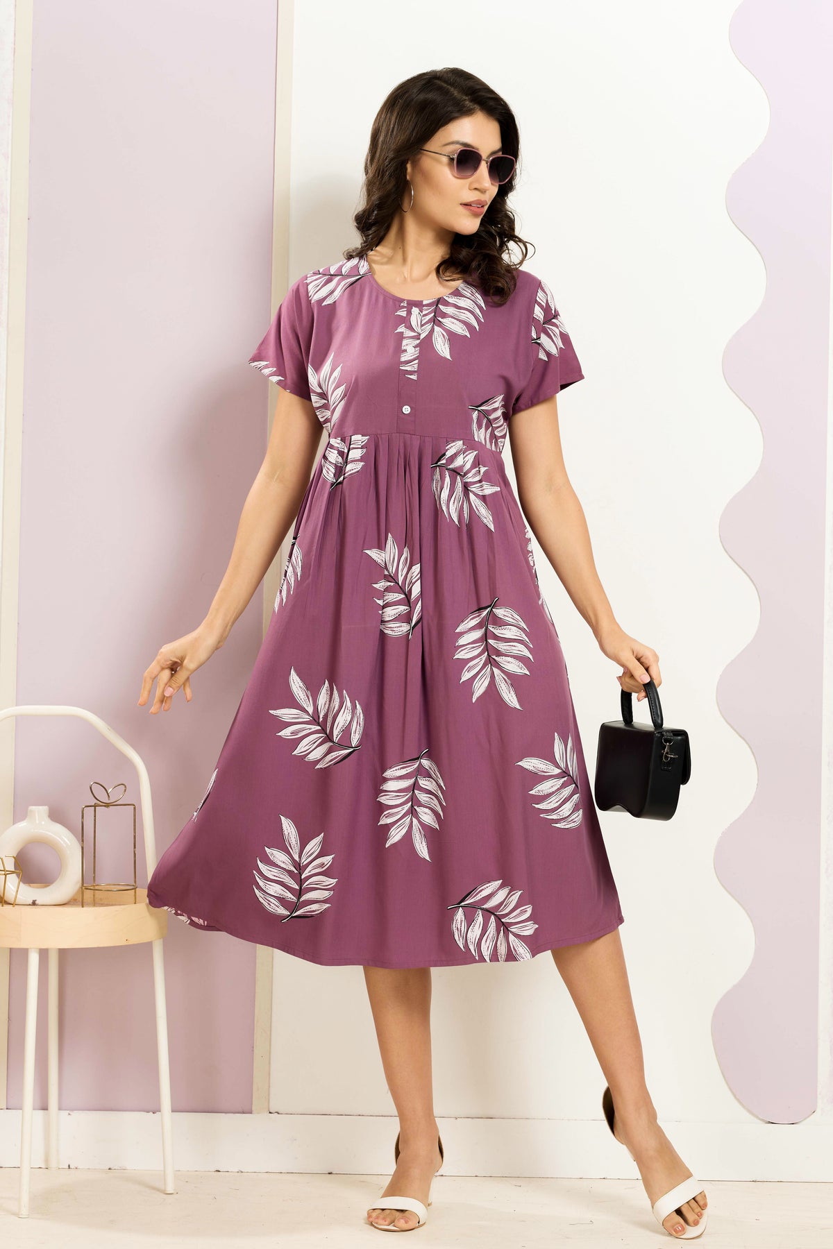 Rayon MAXI FROCK Model Nighties | Round Neck & Side Pocket | Pleated Frock MAXI Style | Trendy Collection's for Stylish Women & Teenage Girl (FRH)