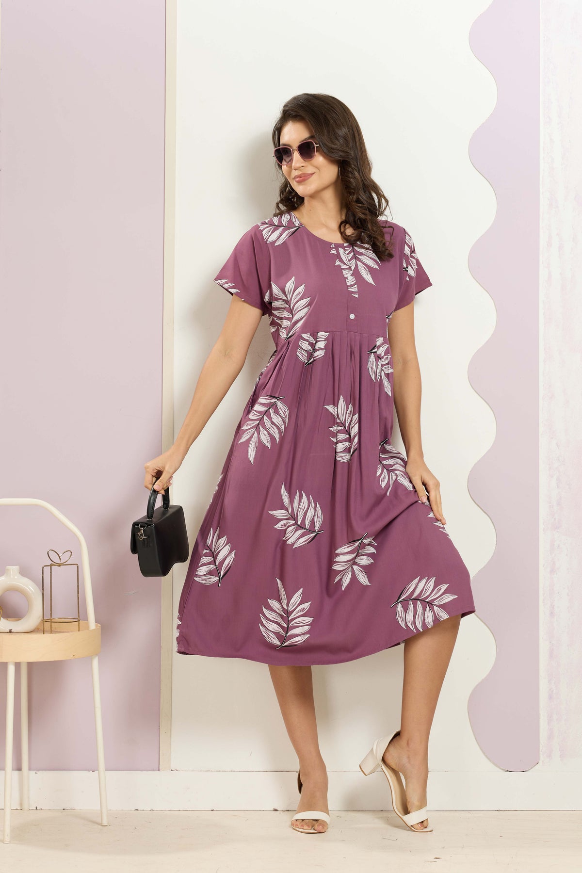 Rayon MAXI FROCK Model Nighties | Round Neck & Side Pocket | Pleated Frock MAXI Style | Trendy Collection's for Stylish Women & Teenage Girl (FRH)