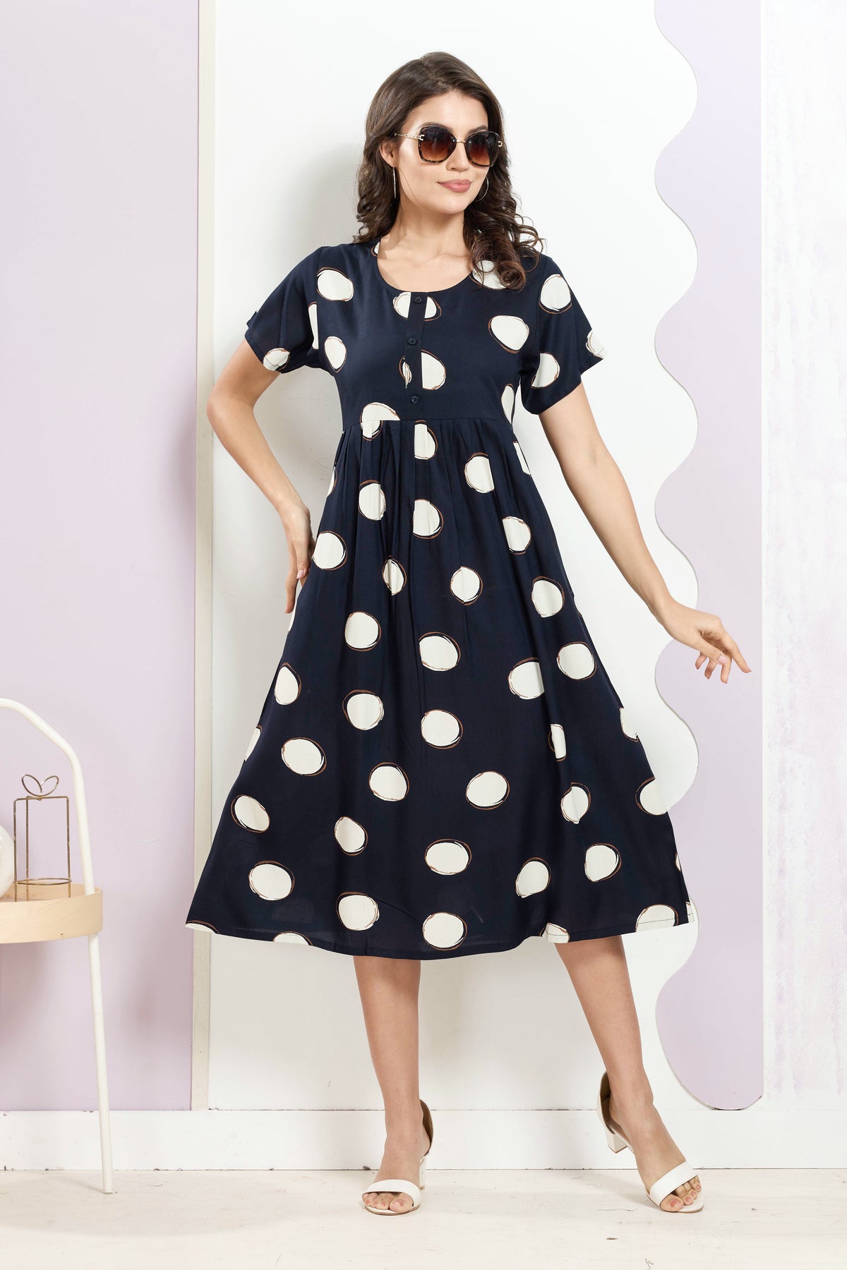 Rayon MAXI FROCK Model Nighties | Round Neck & Side Pocket | Pleated Frock MAXI Style | Trendy Collection's for Stylish Women & Teenage Girl (FRH)