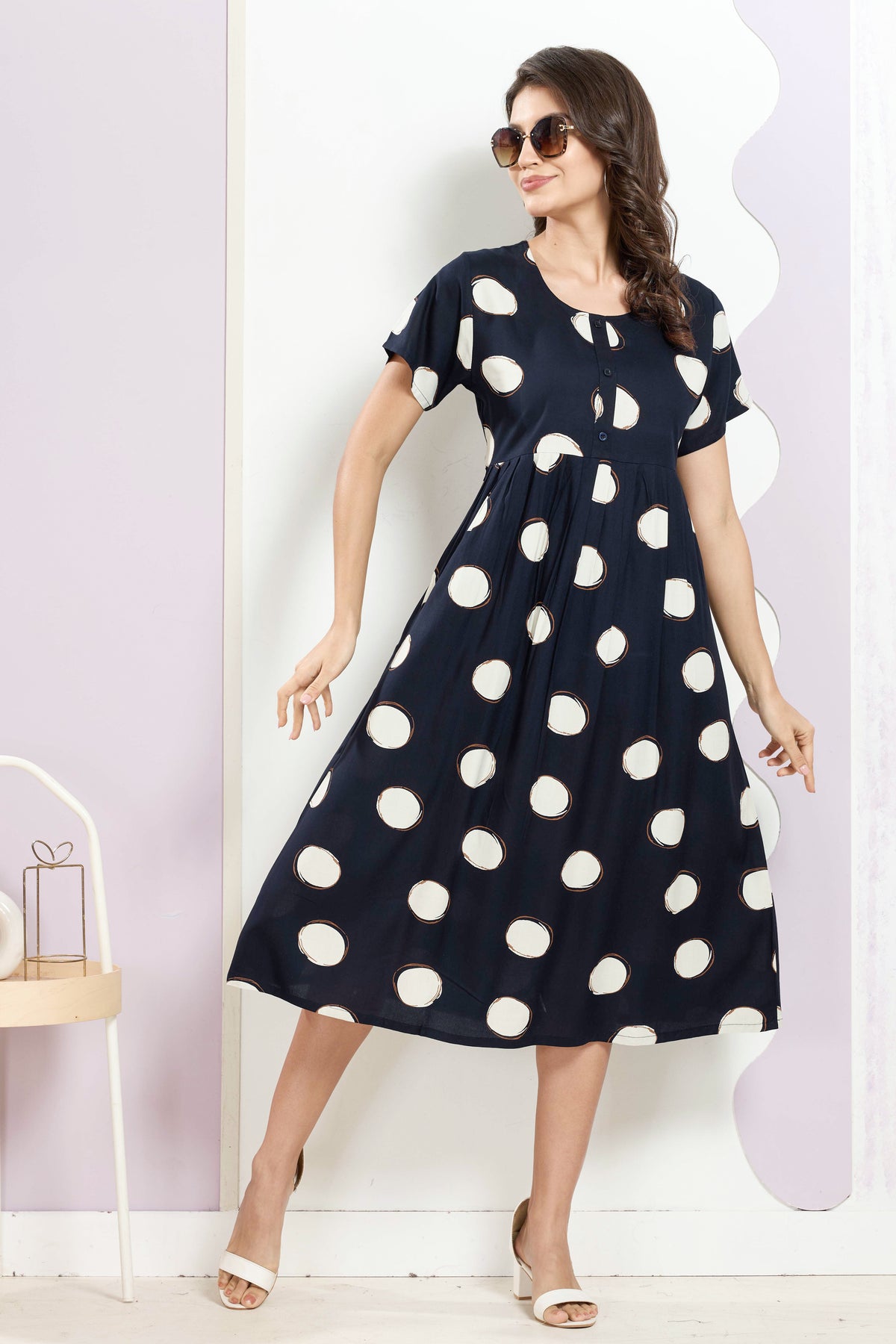 Rayon MAXI FROCK Model Nighties | Round Neck & Side Pocket | Pleated Frock MAXI Style | Trendy Collection's for Stylish Women & Teenage Girl (FRH)