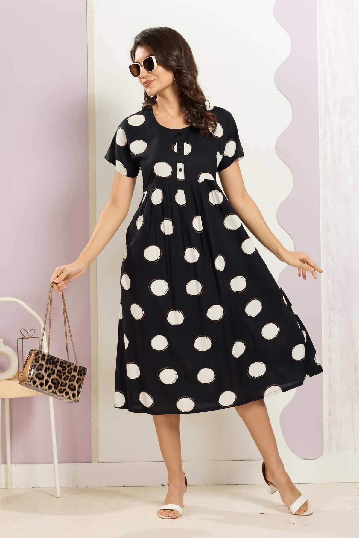 Rayon MAXI FROCK Model Nighties | Round Neck & Side Pocket | Pleated Frock MAXI Style | Trendy Collection's for Stylish Women & Teenage Girl (FRH)