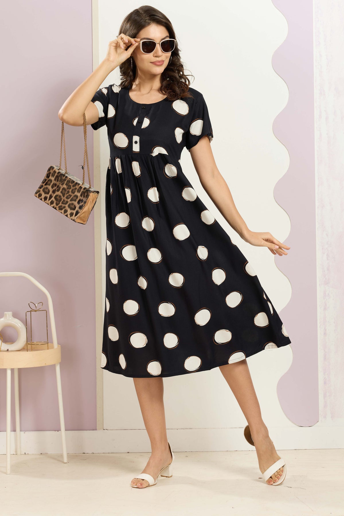 Rayon MAXI FROCK Model Nighties | Round Neck & Side Pocket | Pleated Frock MAXI Style | Trendy Collection's for Stylish Women & Teenage Girl (FRH)