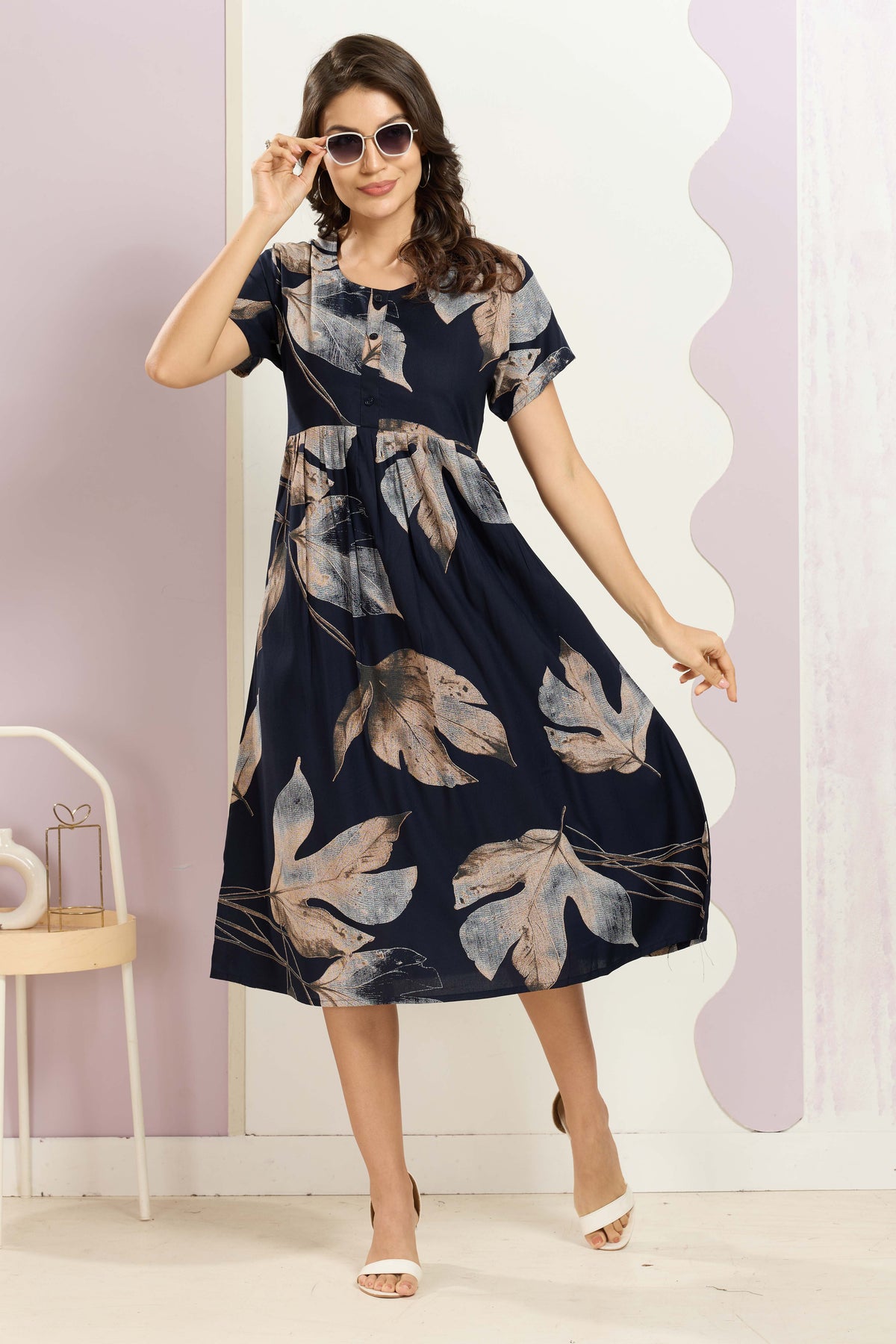 Rayon MAXI FROCK Model Nighties | Round Neck & Side Pocket | Pleated Frock MAXI Style | Trendy Collection's for Stylish Women & Teenage Girl (FRH)