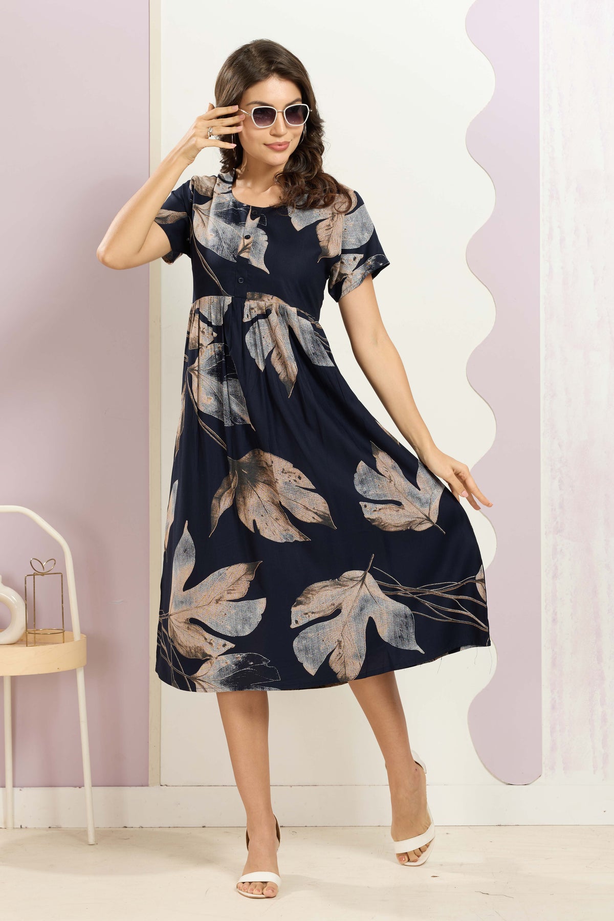 Rayon MAXI FROCK Model Nighties | Round Neck & Side Pocket | Pleated Frock MAXI Style | Trendy Collection's for Stylish Women & Teenage Girl (FRH)