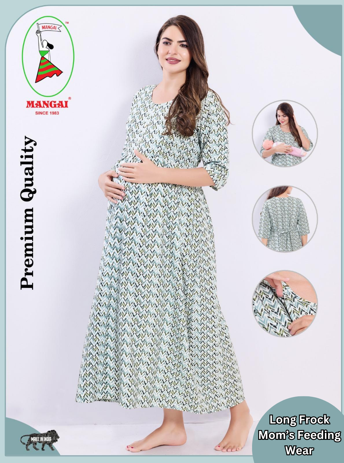 Soft Rayon4-IN-ONE Mom's Feeding & Casual Wear| Pre & Post Maternity Wear | Fancy Long Frock | Best Choice for Pregnancy Women (FIO-F)