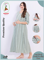 Soft Rayon4-IN-ONE Mom's Feeding & Casual Wear| Pre & Post Maternity Wear | Fancy Long Frock | Best Choice for Pregnancy Women (FIO-F)