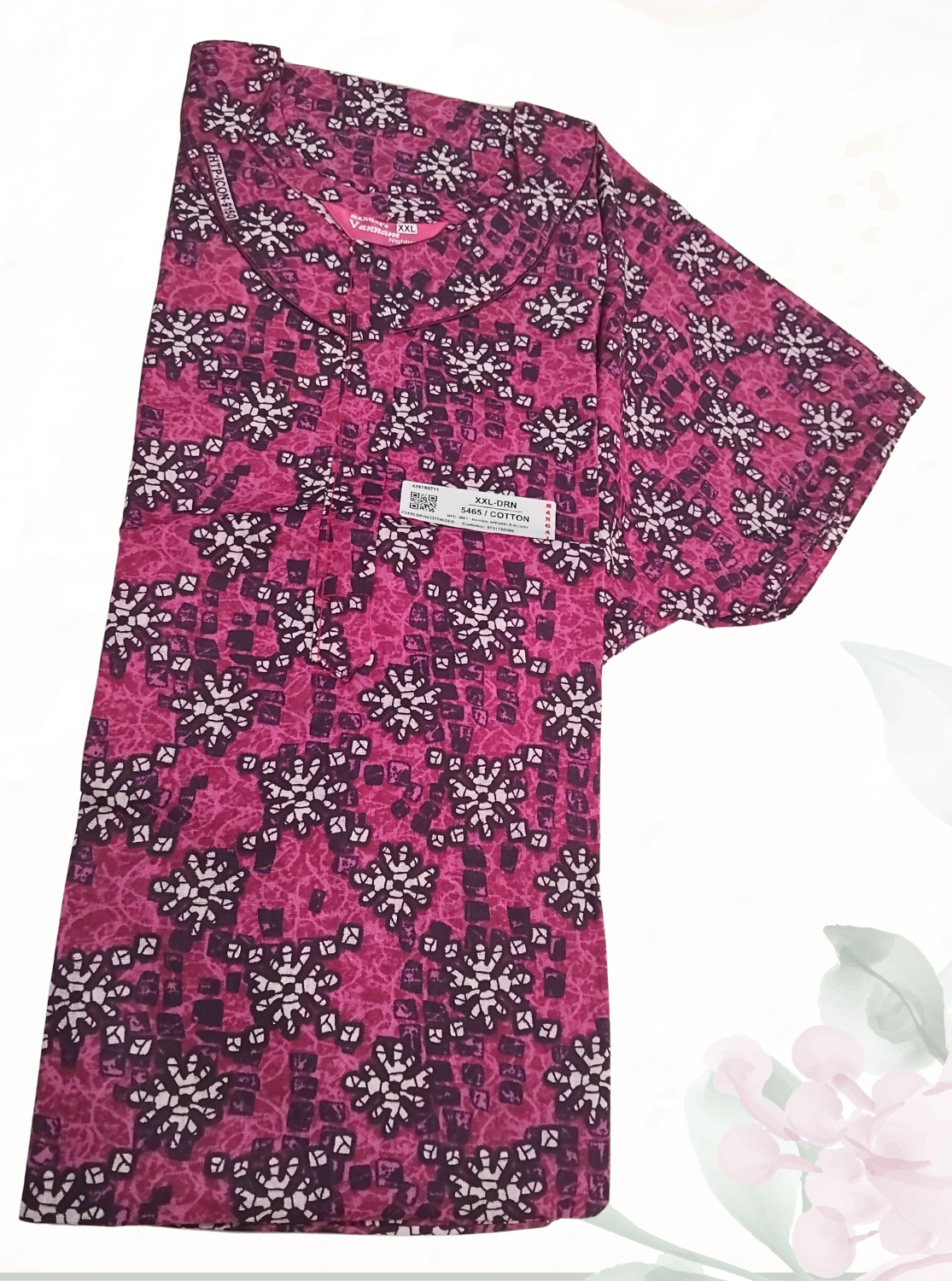 MANGAI Daily Wear Casual Comfort Fit Cotton Printed Nighties | Front Open Zipper Model |Summer Arrival's for Trendy Women's (DRN)