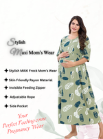 Soft Rayon4-IN-ONE Mom's Feeding & Casual Wear| Pre & Post Maternity Wear | Fancy Long Frock | Best Choice for Pregnancy Women (FIO-F)