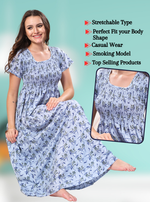 ONLY MINE Premium Smokey Nighty | Stretchable Elastic Type | Beautiful Pleated Model | Side Pocket | Stylish Nighty for Stylish Women's (OM-RAH)