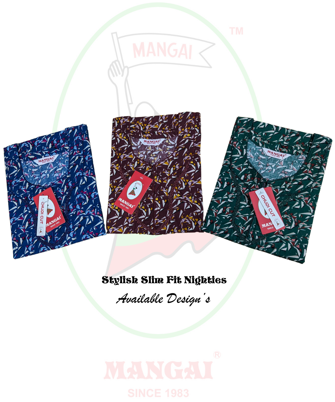 MANGAI Premium Regular Fit Cotton Nighties - All Over Printed Stylish Nightwear for Stylish Women | Beautiful Nighties for Stylish Women's | Shrinkage Free Nighties | New CHUDI Cut Model