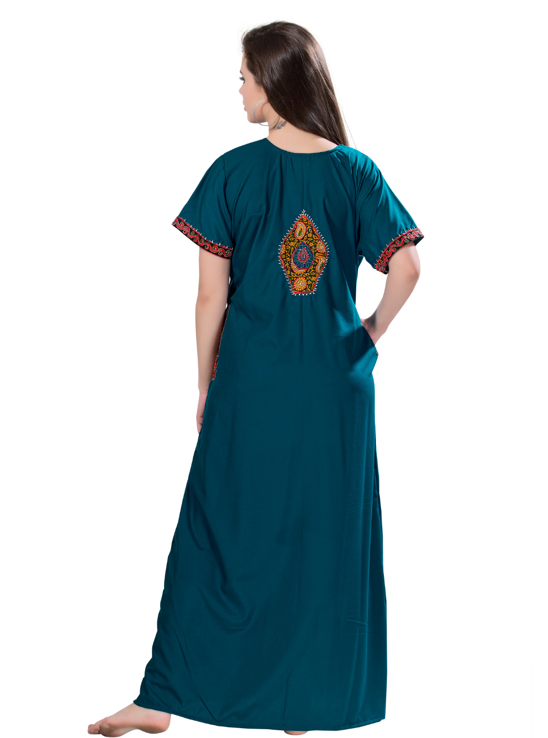 MANGAI Premium KARACHI Embroidery Nighties | Beautiful Embroidery Design's | Branded Quality | Half Sleeve | Regular Model | Stylish Nightdress for Women (KEM)