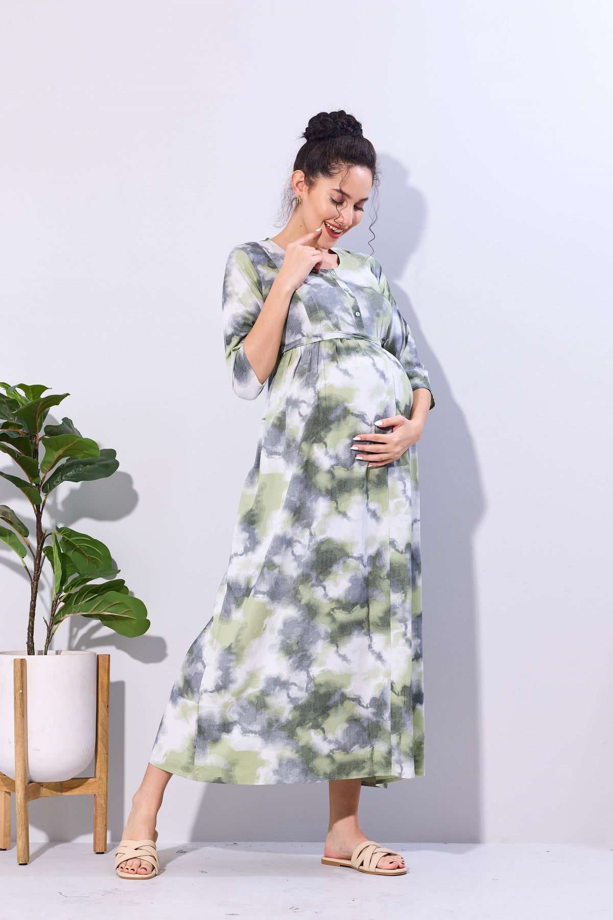 Soft Rayon4-IN-ONE Mom's Feeding & Casual Wear| Pre & Post Maternity Wear | Fancy Long Frock | Best Choice for Pregnancy Women (FIO-F)