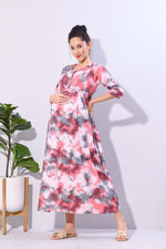 Soft Rayon4-IN-ONE Mom's Feeding & Casual Wear| Pre & Post Maternity Wear | Fancy Long Frock | Best Choice for Pregnancy Women (FIO-F)