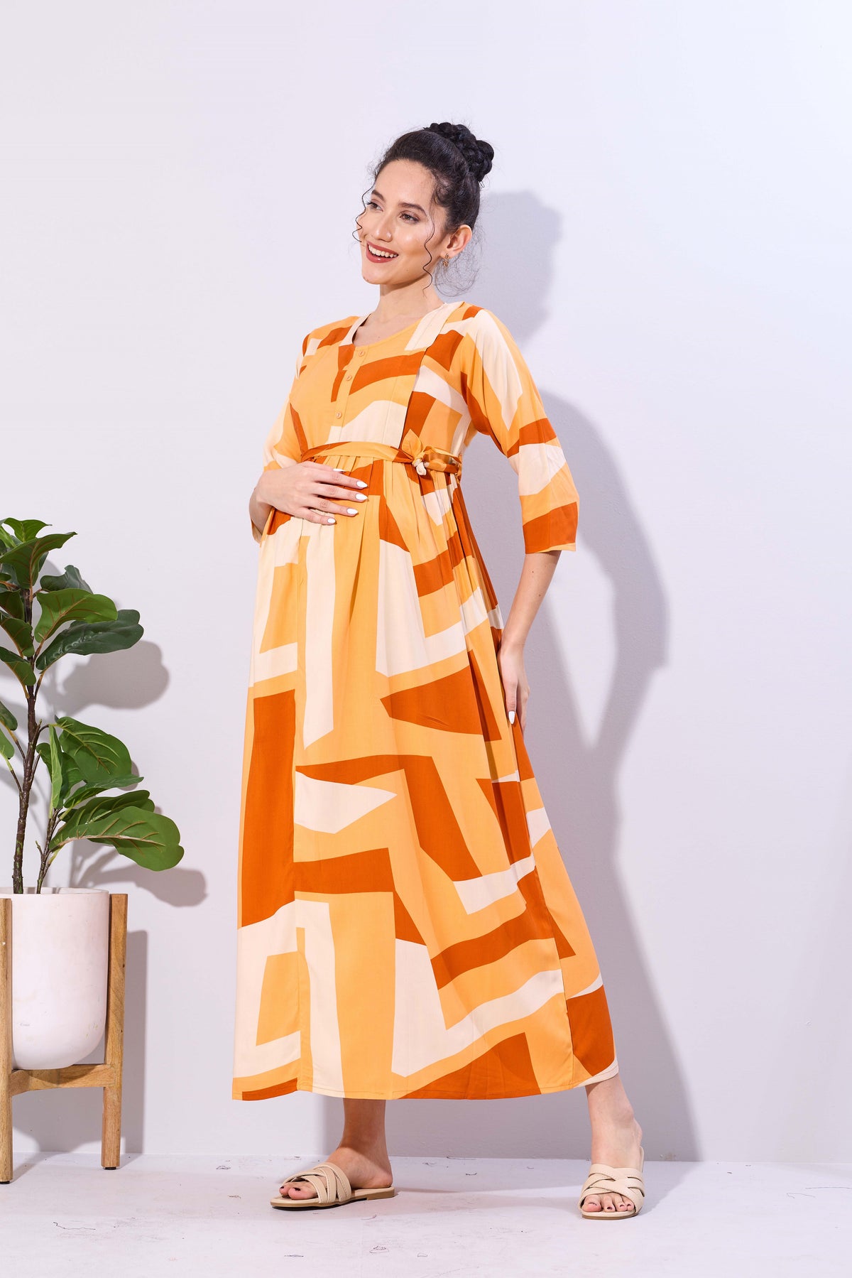 Soft Rayon4-IN-ONE Mom's Feeding & Casual Wear| Pre & Post Maternity Wear | Fancy Long Frock | Best Choice for Pregnancy Women (FIO-F)